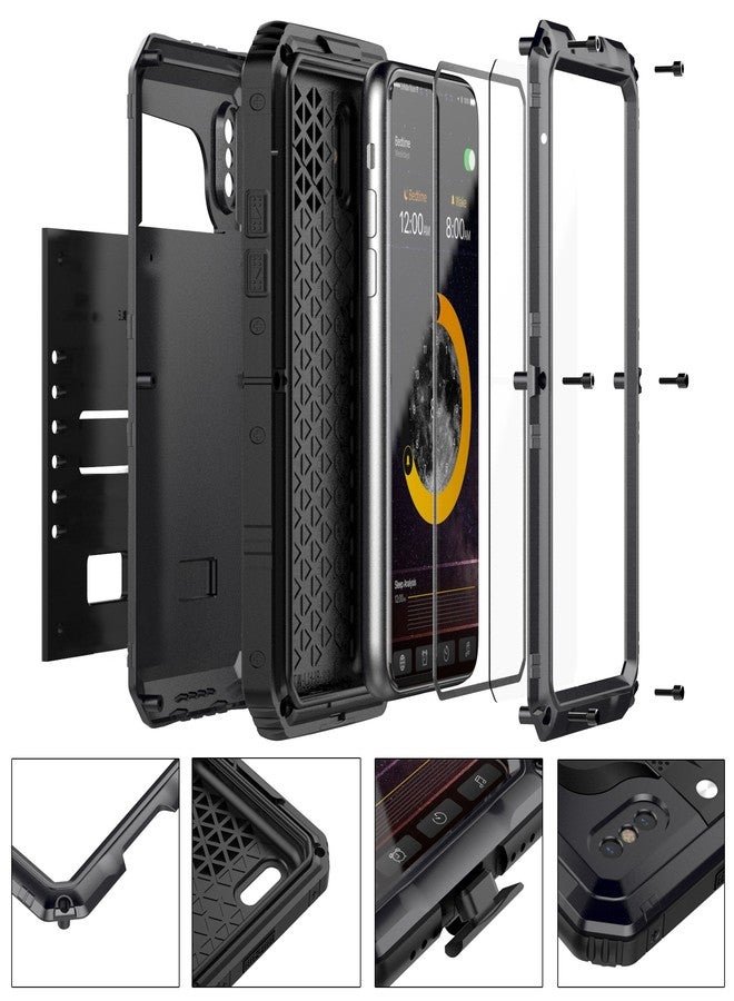 Mitywah Waterproof Case for iPhone X/XS, Heavy Duty Durable Metal Full Body Protective Case Built-in Screen Protection Waterproof Shockproof Dustproof Rugged Military Grade Defender, Black - Image 5